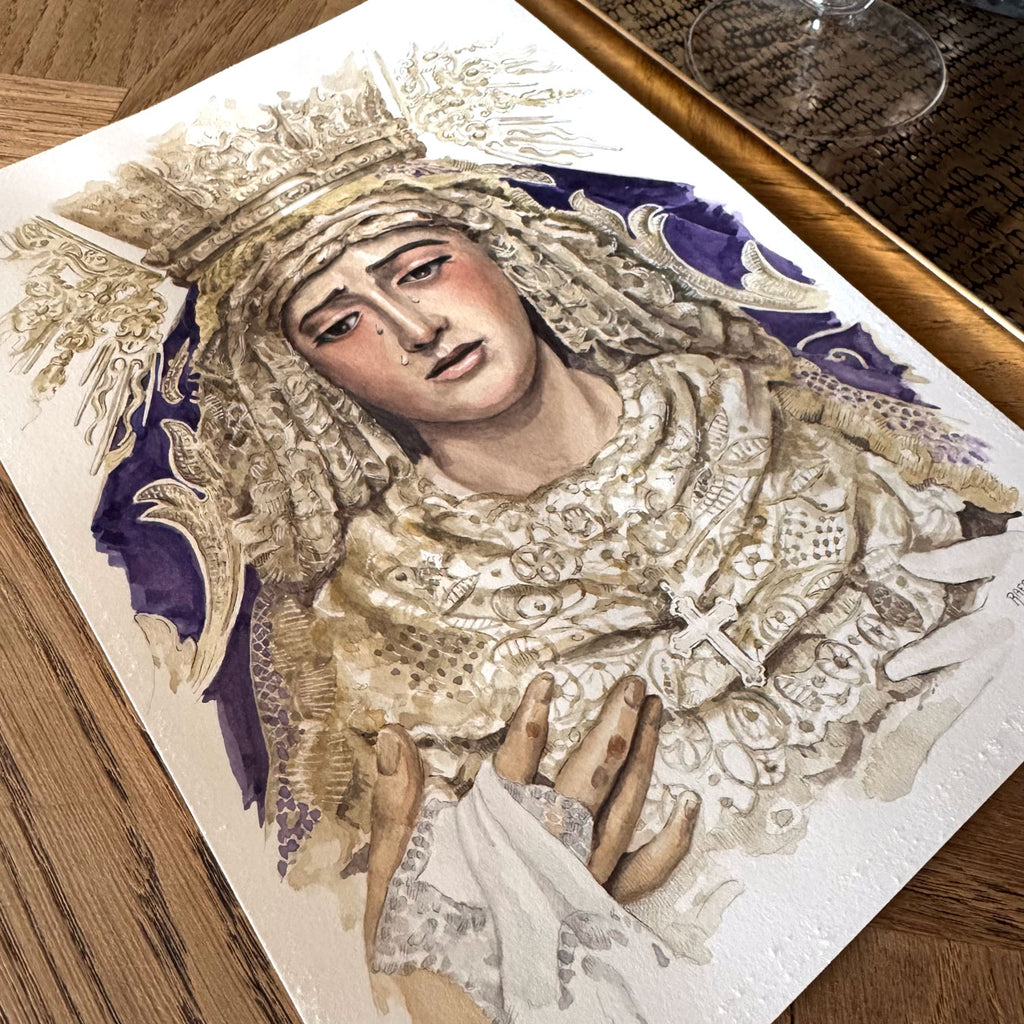 Virgen de la Amargura. Sevilla. ACUARELA ORIGINAL