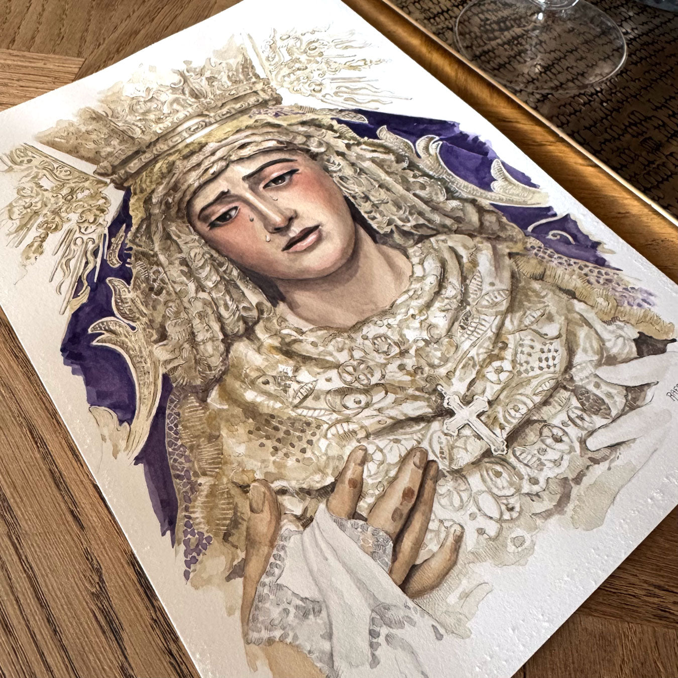 Virgen de la Amargura. Sevilla. ACUARELA ORIGINAL
