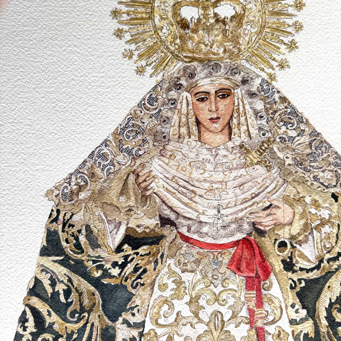 Virgen Esperanza de Triana. Sevilla. ACUARELA ORIGINAL