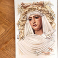 Virgen Esperanza de Triana rostro. Sevilla. ACUARELA ORIGINAL