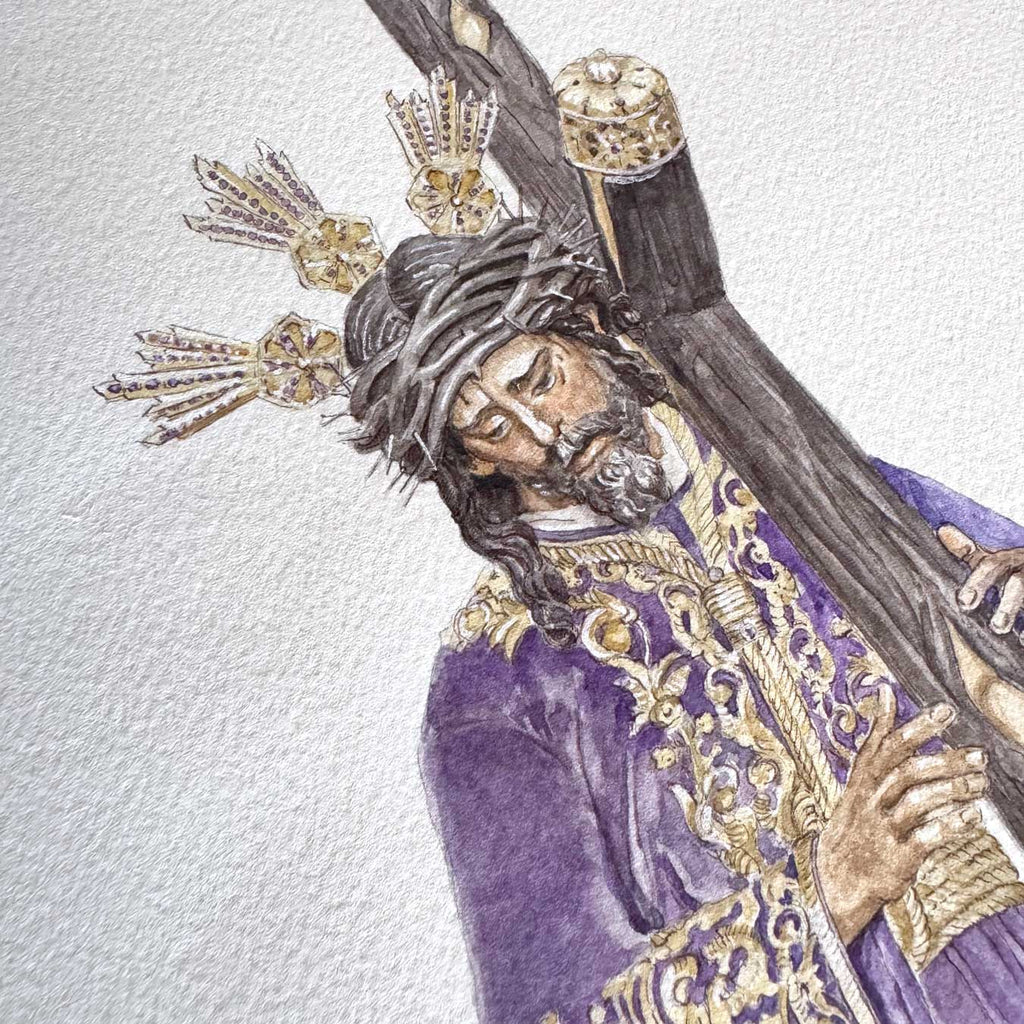 Detalle de acuarela original de Gran Poder Sevilla