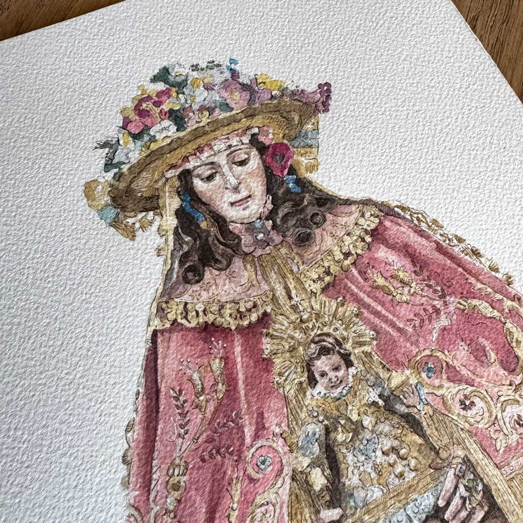 Virgen del Rocío de Pastora. ACUARELA ORIGINAL