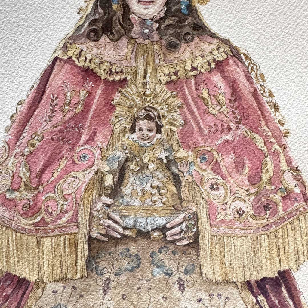 Virgen del Rocío de Pastora. ACUARELA ORIGINAL