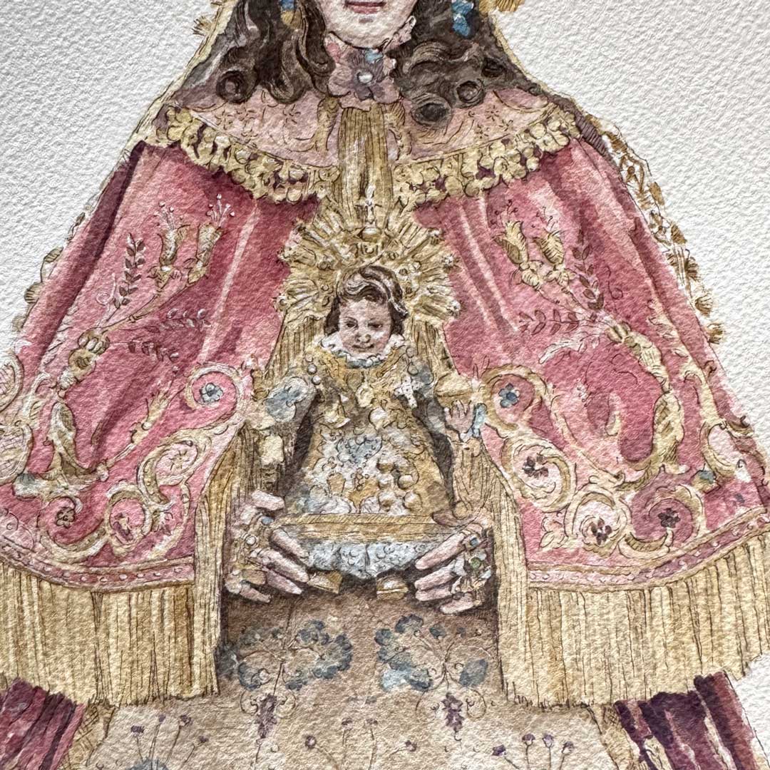 Virgen del Rocío de Pastora. ACUARELA ORIGINAL