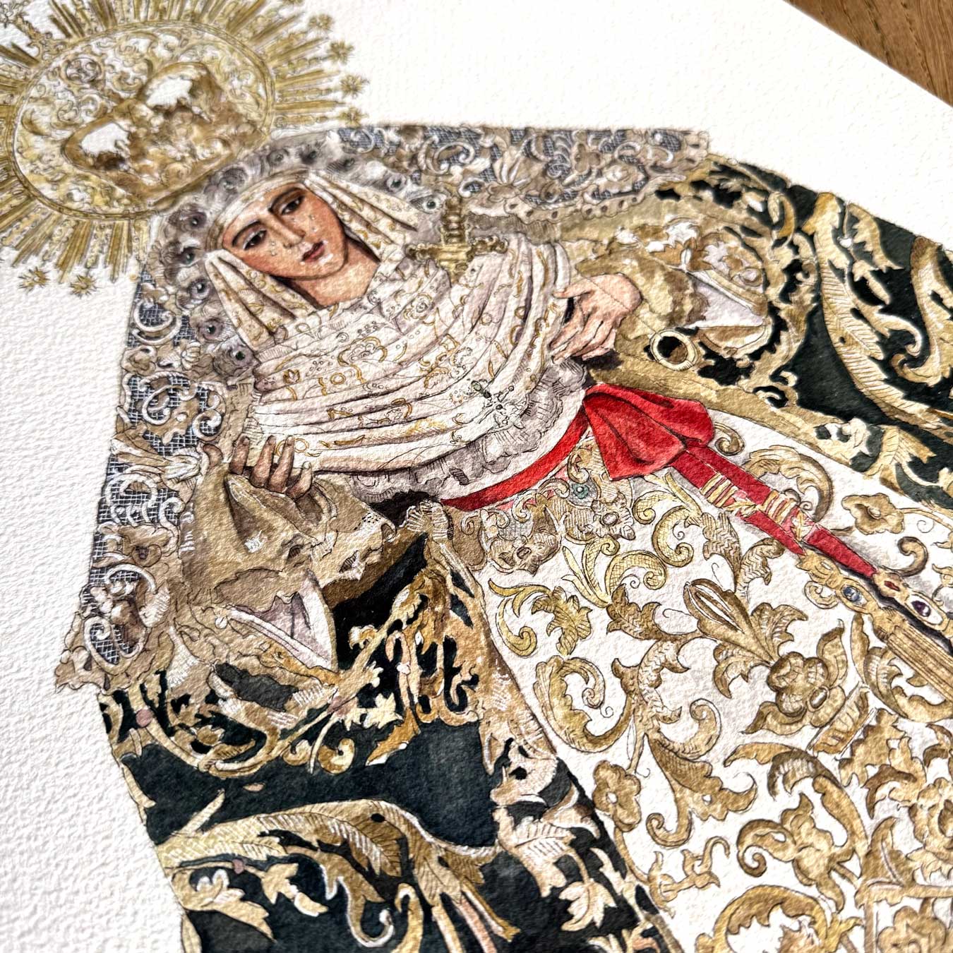 Virgen Esperanza de Triana. Sevilla. ACUARELA ORIGINAL