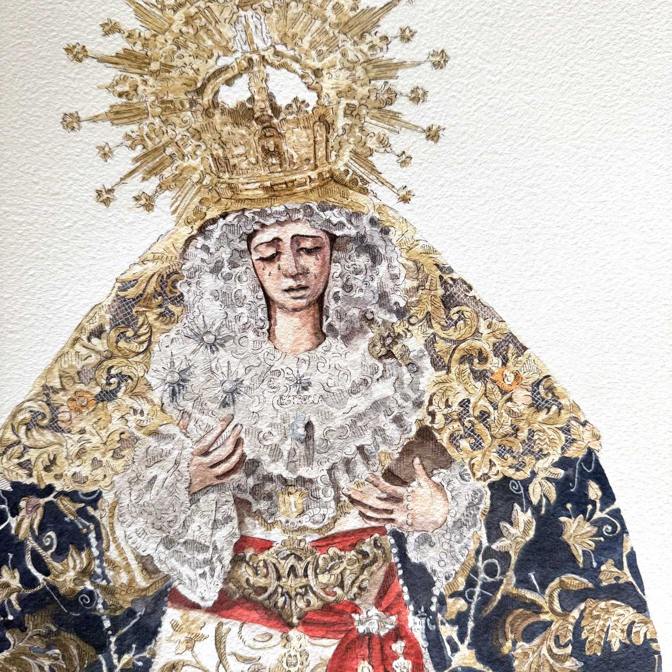 Virgen de la Estrella. Sevilla. ACUARELA ORIGINAL